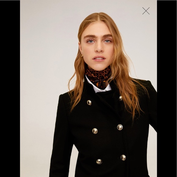 mango black coat gold buttons